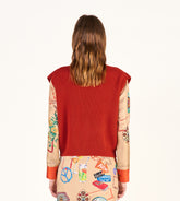 Peach - Gilet ricamato